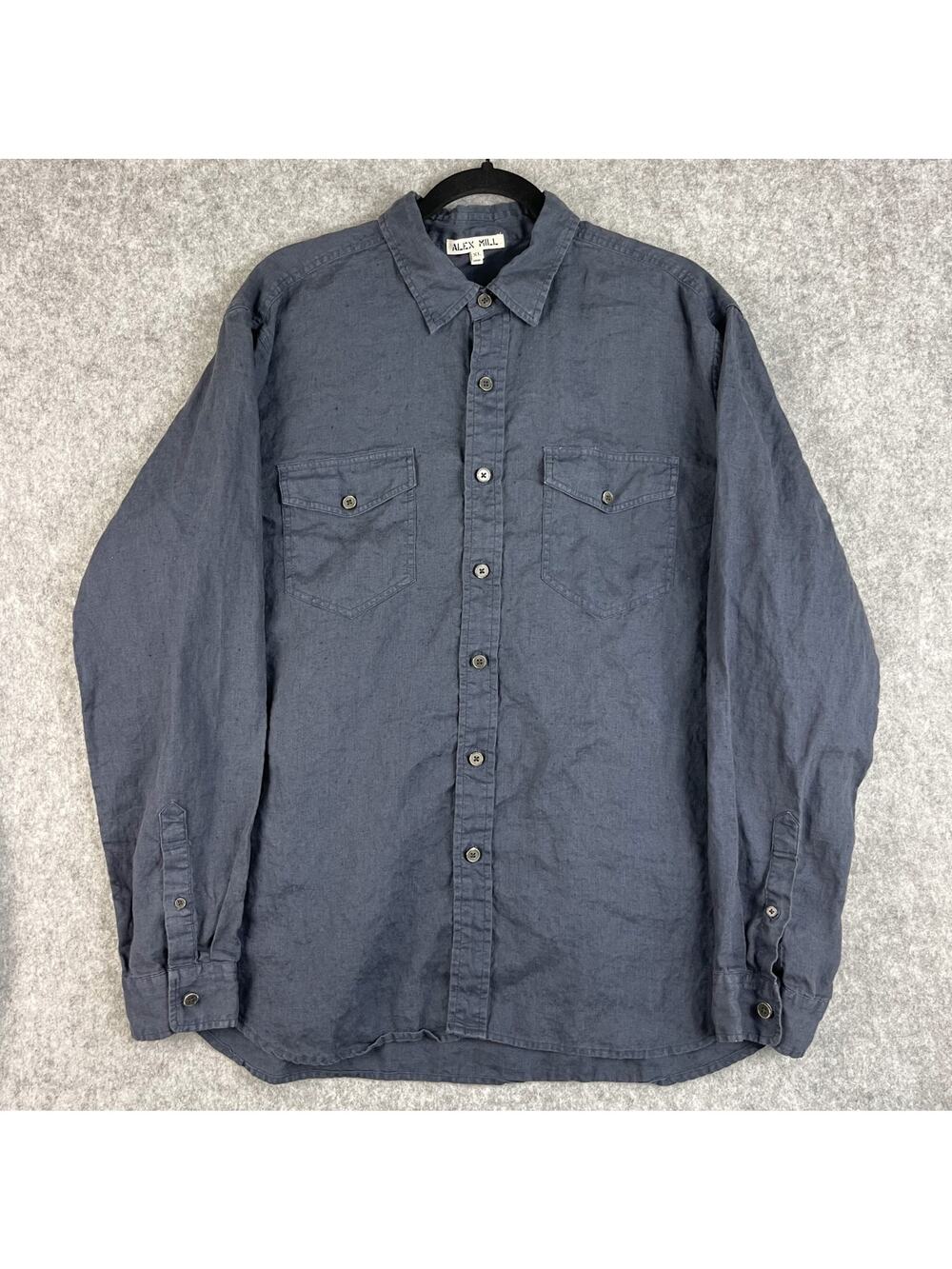 Alex Mill 100% Linen Shirt Mens XL Blue Button Up Long Sleeve Casual